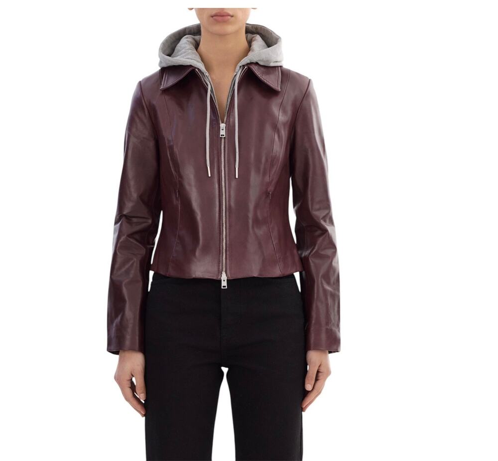 LAMARQUE SALLY Leather Biker Jacket Oxblood